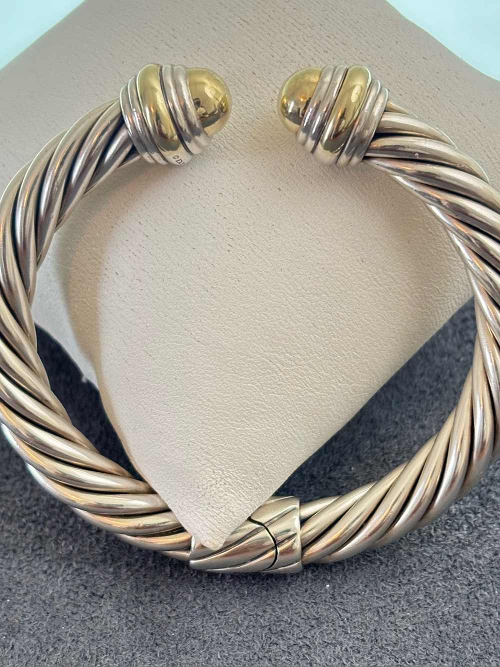 David Yurman Sterling silver 8mm Cable Bracelet with 14k Gold Domes-Medium